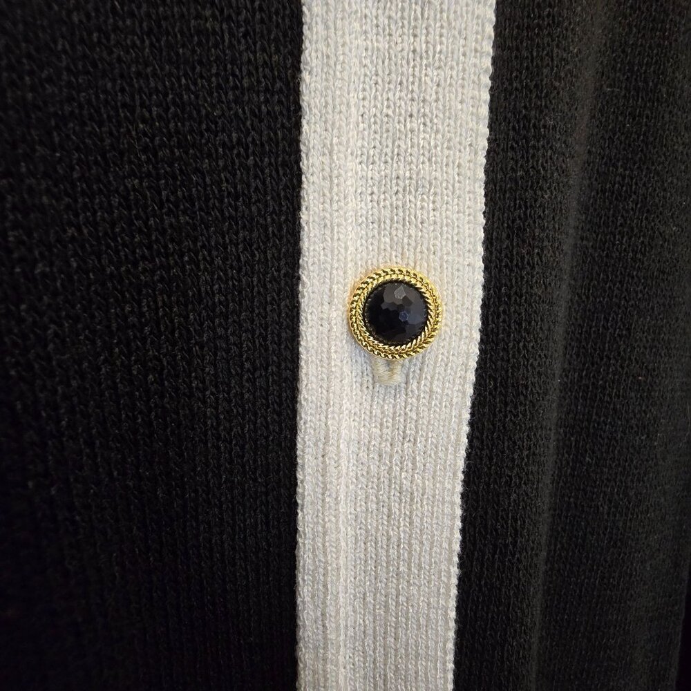 Laura By Alyzia Petites Black & Cream Button-Front Cardigan Dress With Pockets - Picture 7 of 11